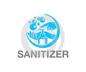 Hand sanitizer and hand washing, logo design. Hygiene, cleanliness and health, vector design