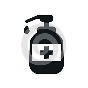 Hand sanitizer icon vector black shape