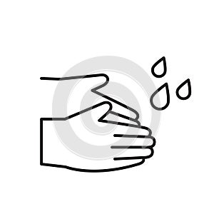 Hand sanitizer icon. Wash your hands symbol. Pandemia prevention. Medical liquid dispenser. Isolated, lined vector illustration of photo