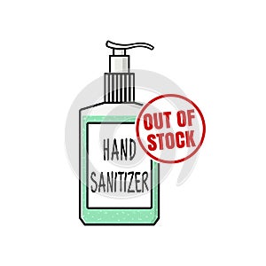 Hand sanitizer shortage illustration on white background