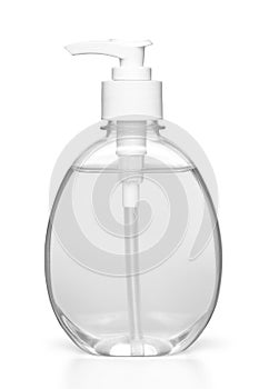 Hand sanitizer soap dispenser on white