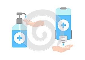 Hand sanitizer use for disinfection. Vector illustration EPS 10 photo