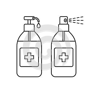 Hand sanitizer vector bottle icons