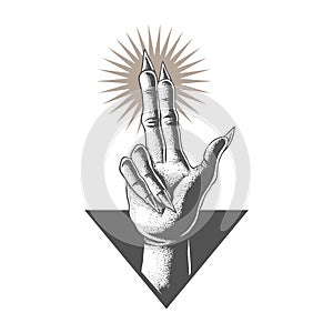 Hand in satanic vector illustration photo