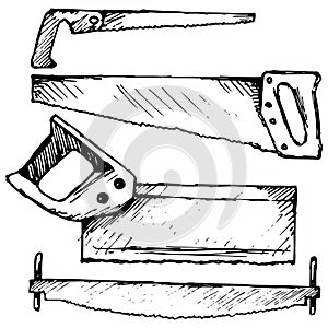 Hand saw. Two-handed saw