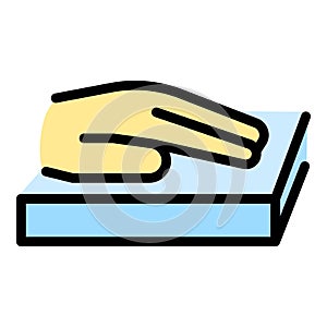 Hand scanner icon vector flat