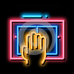 Hand Scanning neon glow icon illustration