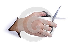 Hand with scissors