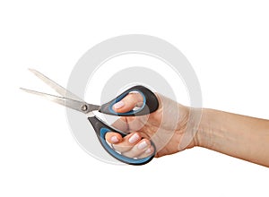The hand with scissors