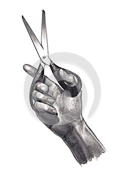 Hand with scissors