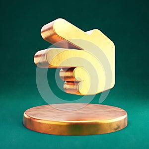 Hand Scissors icon. Fortuna Gold Hand Scissors symbol on golden podium.