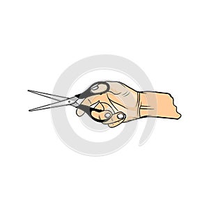 hand scissors to the right vector illustration