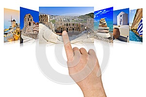 Hand scrolling Greece travel images