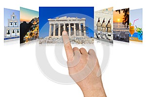 Hand scrolling Greece travel images