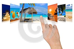 Hand scrolling summer beach images