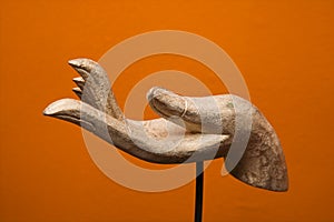 Hand sculpture.