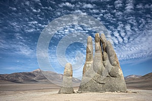 Hand Sculpture, the symbol of Atacama Desert photo