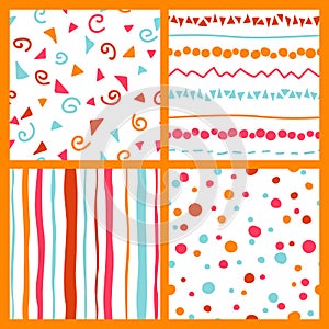 Hand seamless patterns bright collection