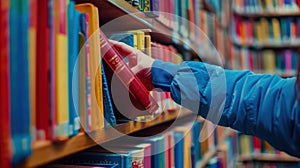 The hand selecting a book.AI generated image