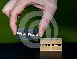 Hand selects cubes with the expression `public sector` instead of cubes with the text `private sector`.