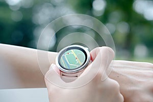 Hand setting route for GPS on the smart watch concept