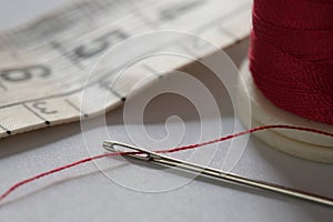 Hand sewing needle with thread