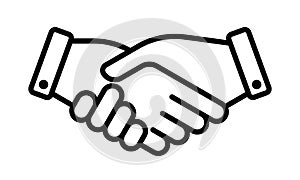 Hand shake business partner agreement vector icon. Partnership deal and friendship handshake sign photo