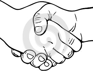 Hand shake gesture illustration in line art