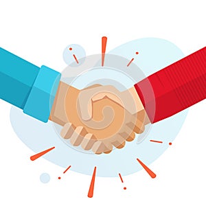 Hand shake hands or handshake vector flat cartoon illustration isolated, concept of success partnership friendship deal photo