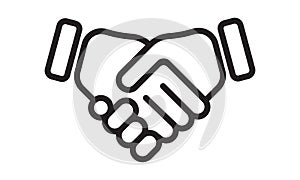 Hand shake vector line icon. Business handshake, partnership agreement and friendship deal