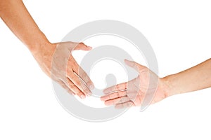 Hand shake on white photo