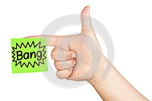 Hand Shooting Finger Gun Post-it Bang Isolated
