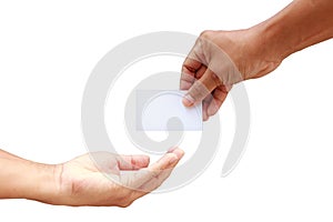 Hand showing the blank business card