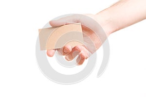 Hand showing blank business card