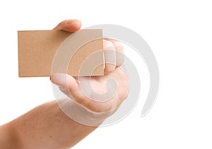 Hand showing blank business card