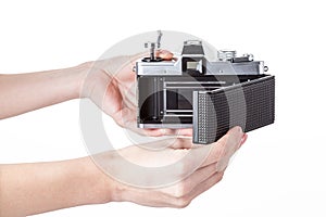 A hand showing camera inside