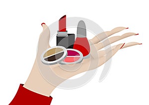 Hand showing cosmetics