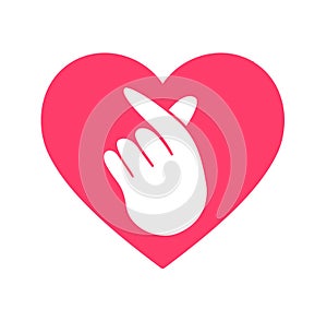 Hand showing heart with fingers gesture mini love.