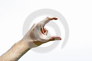 Hand showing height or width or letter C photo