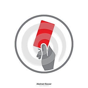 Hand showing red card icon on a white background.