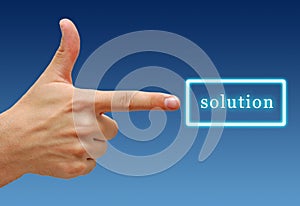 Hand showing sign for Solution