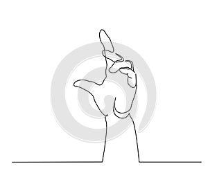 Hand showing something sign. Continuous one line art