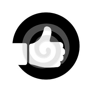 Hand showing symbol like black glyph icon in flat