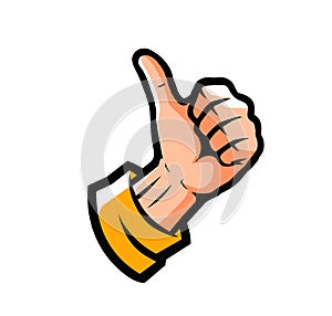 Hand showing thumbs up. Symbol vector illustration