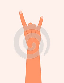 Hand showing heavy metal rock-n-roll gesture. Rock symbol vector illustration