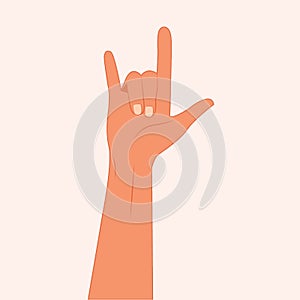 Hand showing heavy metal rock-n-roll gesture. Rock symbol vector illustration