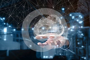 Hand shows data cloud