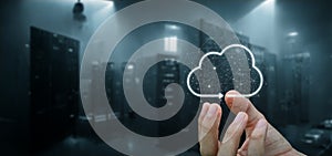 A hand shows a data cloud .