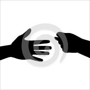 The hand shows gesture the fico to the handshake.