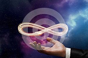 Hand shows the sign of infinity